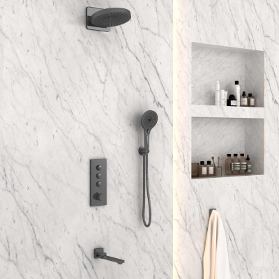 Душевой комплект VSFW-433TI1GM встраиваемый, вороненая сталь Vincea фото в интернет-магазине Русалия