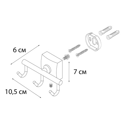 Тройной крючок для ванной FIXSEN KVADRO FX-61305C, хром фото в интернет-магазине Русалия