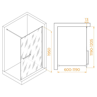 Душевая перегородка RGW WA-041B 1200, стекло прозрачное, профиль черный фото в интернет-магазине Русалия