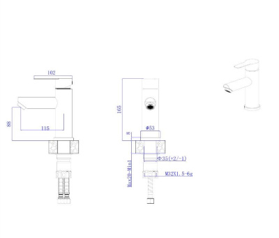 Смеситель для умывальника RUSH Santiago черный (SUS1116-11Black) фото в интернет-магазине Русалия