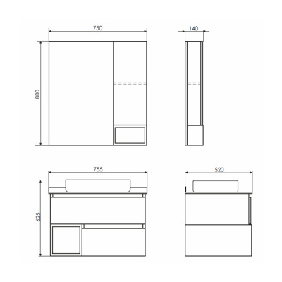 COMFORTY. Зеркало-шкаф "Прага-75" дуб белый фото в интернет-магазине Русалия