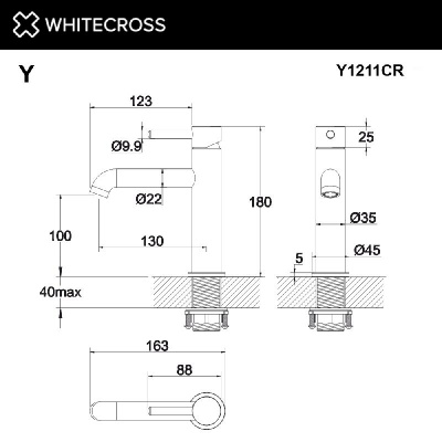 Смеситель для умывальника WHITECROSS Y Y1211CR (хром) фото в интернет-магазине Русалия
