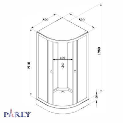 Кабина BETT831 душевая PARLY (80х80х210) фото в интернет-магазине Русалия