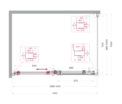 Душевой уголок BelBagno MARINO-2-AH-1-140/100-C-GM фото в интернет-магазине Русалия