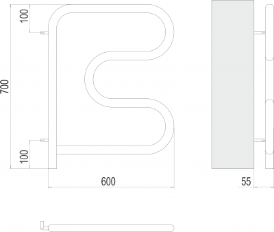Электрический полотенцесушитель  25 F-обр 600х600 поворотный 4620768883897 Terminus фото в интернет-магазине Русалия