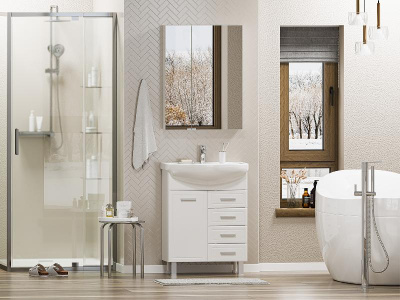 Тумба Стелла 65 с 4 ящиками и бельевой корзиной с раковиной Santek Стелла 65 Misty фото в интернет-магазине Русалия