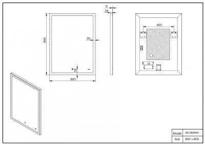 Зеркало ESBANO ES-2542 HD 60х80 ESBANO фото в интернет-магазине Русалия