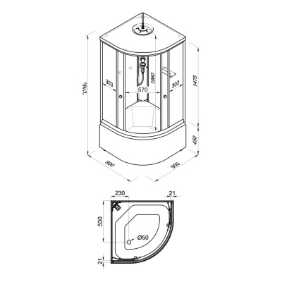 Душевая кабина Вельвет 90*90 Б (9 мест+сифон D50) Щ0000065753 Тритон фото в интернет-магазине Русалия