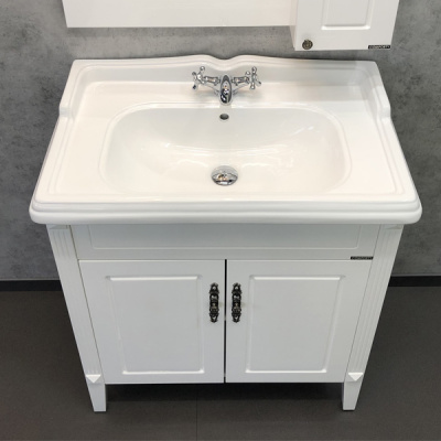 Comforty. Тумба-умывальник "Палермо-80" белый глянец с раковиной Comforty 3380 фото в интернет-магазине Русалия