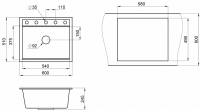 Кухонная мойка GRANULA Kitchen Space (6003, ШВАРЦ) фото в интернет-магазине Русалия
