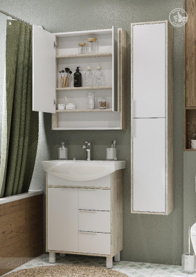 Зеркальный шкаф AQUATON Рико 65 белый, ясень фабрик 1A215202RIB90 фото в интернет-магазине Русалия