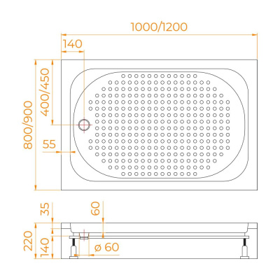 Душевой поддон прямоугольный RGW LUX/TN 800x1000 фото в интернет-магазине Русалия