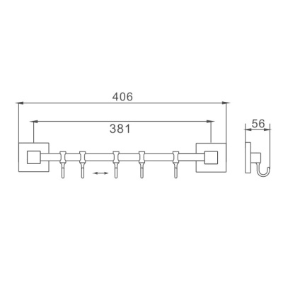 Планка с крючками для полотенец Haiba HB8615-5, хром фото в интернет-магазине Русалия