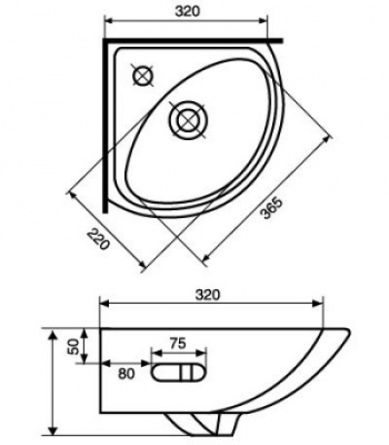 Умывальник угловой Sigma 32 UM-Sg/1 Cersanit фото в интернет-магазине Русалия