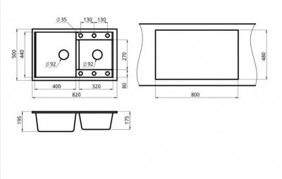 Кухонная мойка GRANULA (8201, ПИРИТ) фото в интернет-магазине Русалия