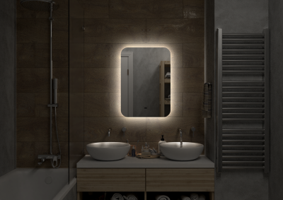 Зеркало с подсветкой Burzhe 500х700 бесконтактный сенсор овальный, открытая подсветка ЗЛП541 Continent фото в интернет-магазине Русалия