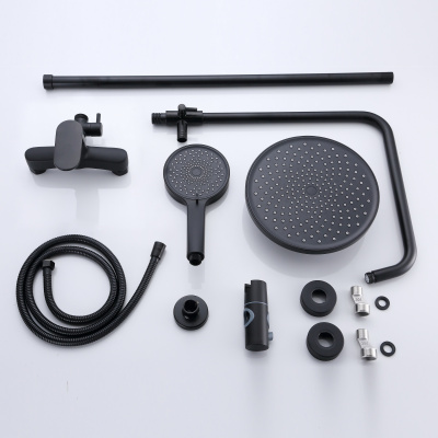 BOND B01-8188 Душевая система черная с тропическим душем и смесителем без излива фото в интернет-магазине Русалия