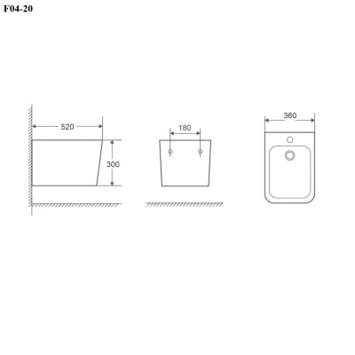 BOND F04-20 Биде подвесное прямоугольное белое с переливом фото в интернет-магазине Русалия