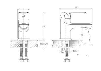Смеситель для раковины RUSH Fiji (FI1835-11) фото в интернет-магазине Русалия