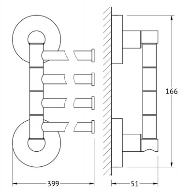 Держатель полотенец поворотный четверной 40 HAR 025 Harmonie Artwelle фото в интернет-магазине Русалия