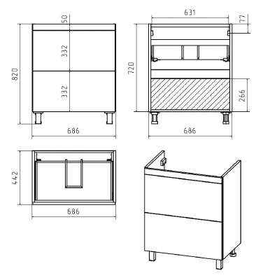 Тумба Атлантик 70 с раковиной Misty Атлантик 70 Misty фото в интернет-магазине Русалия