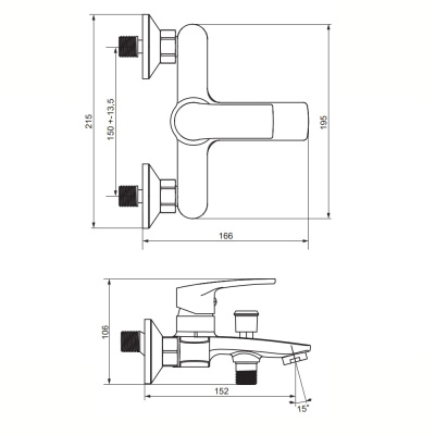 481000000 Eclipse 2.0, смеситель для ванной и душа, хром Damixa фото в интернет-магазине Русалия