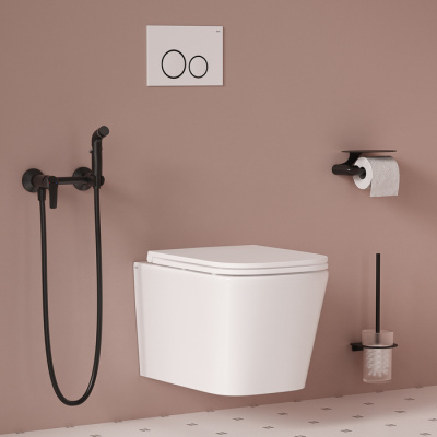 Смеситель с гигиеническим душем, матовый черный, Ray, IDDIS, RAYBL00i08 фото в интернет-магазине Русалия