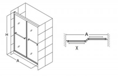 Раздвижная дверь для душа TO-10 200 RGW фото в интернет-магазине Русалия