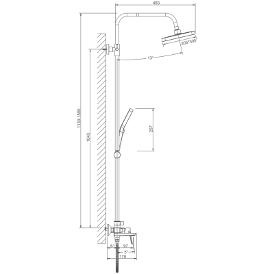 Душевая система BELZ черный (B24715-7) фото в интернет-магазине Русалия