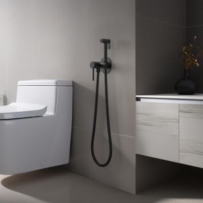 Смеситель встроенный с гигиеническим душем Timo Saona черный (2338/03SM) фото в интернет-магазине Русалия