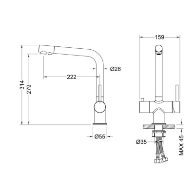 Смеситель для кухни с подключением фильтра Timo Saona черный (2396/03F) фото в интернет-магазине Русалия