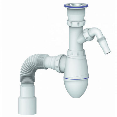 Бутылочный сифон для раковины с отводом под стиральную машину A320V 1 1/2"*40 с гофрой 40*40/50 Unicorn фото в интернет-магазине Русалия