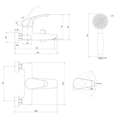 Смеситель Славен  для ванны Город К (СЛ-ОД-К30) фото в интернет-магазине Русалия