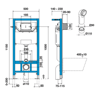 Инсталляция для подвесного унитаза One ZRU9307708 Space пластик ZRU9307689 белый ROCA фото в интернет-магазине Русалия
