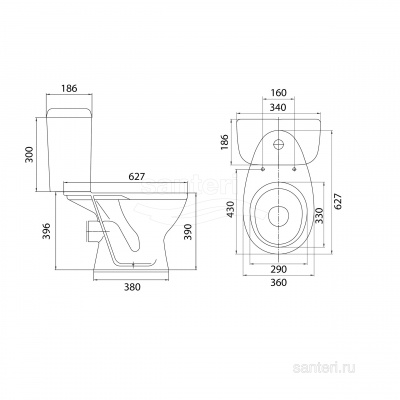 Унитаз - компакт с сиденьем Pro белый 1.P215.5.S00.00B.F Santeri фото в интернет-магазине Русалия