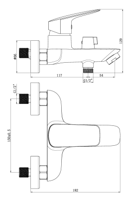 Смеситель ESKO "Kaliningrad" для ванны, без аксессуаров (KG54) фото в интернет-магазине Русалия