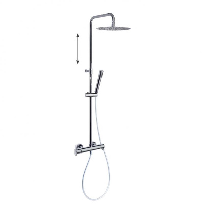 Душевая термостатическая система наружнего монтажа с телескопическим тропическим душем и душевым комплектом ALEXIA 365402RM300 Ramon Soler фото в интернет-магазине Русалия