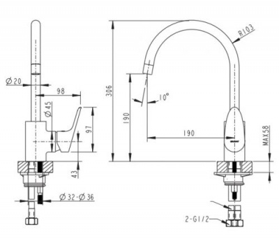 Смеситель для кухни Drop F74898C-1 Bravat фото в интернет-магазине Русалия