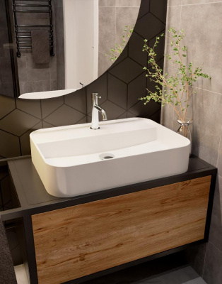 AQM5003 Раковина настольная с отверстием под смеситель. 610x450x120 фото в интернет-магазине Русалия