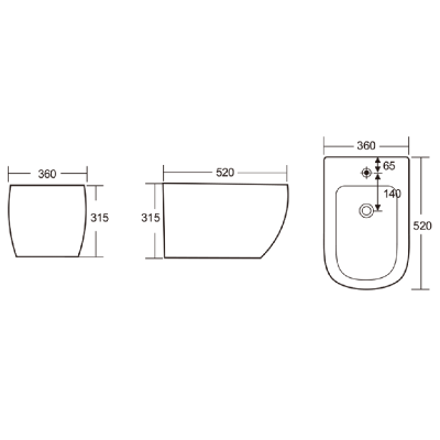 BILBAO BIDE Биде подвесное белое с отверстием под смеситель, IBERICA BLANCA фото в интернет-магазине Русалия