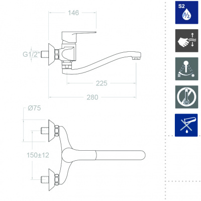 Смеситель для кухни однорычажный наружнего монтажа TITANIUM 180701CC Ramon Soler фото в интернет-магазине Русалия