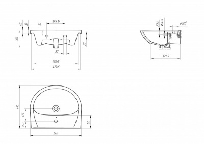 Раковина мебельная Erica 55 S-UM-ERI55/1-w Cersanit фото в интернет-магазине Русалия