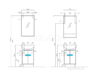Тумба под раковину AQUATON Рико 50 белый, ясень фабрик 1A212401RIB90 фото в интернет-магазине Русалия