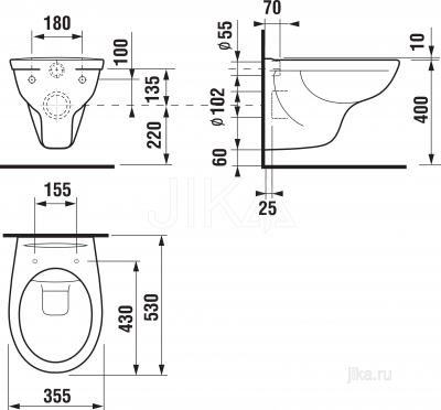 Унитаз подвесной безободковый Dino Rimless 8213770000001 Jika фото в интернет-магазине Русалия