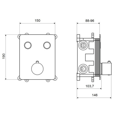 Смеситель термостатический для ванны и душа скрытого монтажа EXCELLENT Krotos AREX.8045CR (хром) фото в интернет-магазине Русалия