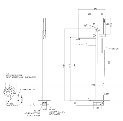 Смеситель для ванны Remer Absolute AU08DO, золото глянцевое фото в интернет-магазине Русалия