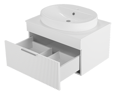 Тумба Enfida 70 подвесная (белая) с раковиной Ekokerama Doppia 65 Brevita фото в интернет-магазине Русалия