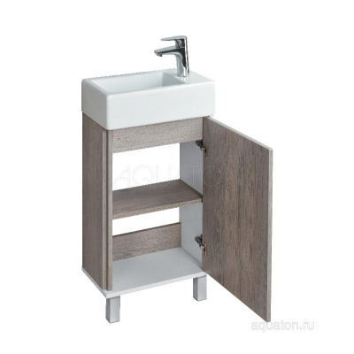 Тумба под раковину AQUATON Эмма белый, дуб наварра 1A221601EAD80 фото в интернет-магазине Русалия