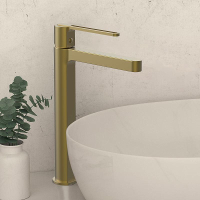 Смеситель для раковины Rondo VBF-1R2BG однорычажный, брашированное золото Vincea фото в интернет-магазине Русалия