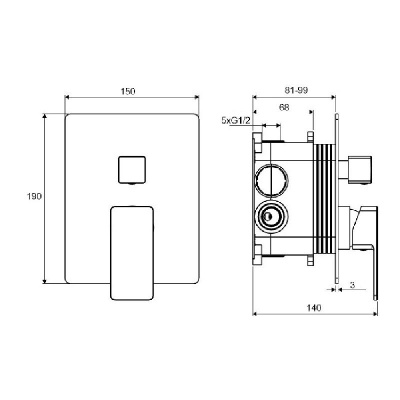 Смеситель для душа скрытого монтажа EXCELLENT Keria AREX.2047BL (черный мат) фото в интернет-магазине Русалия